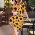 thumbnail image 3 of Easygdp Artistic Zebra Print Sunflower para Vestido Transpirable de Mujer, Vestido Suelto de Manga Corta con Pliegues y Bolsillos para el Verano, 3 of 6