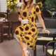 thumbnail image 3 of Disketp Artistic Zebra Print Sunflower para Vestido de Manga Corta para Mujeres, Vestidos de Verano para Mujeres, Casual y Holgado para la Playa, 3 of 6