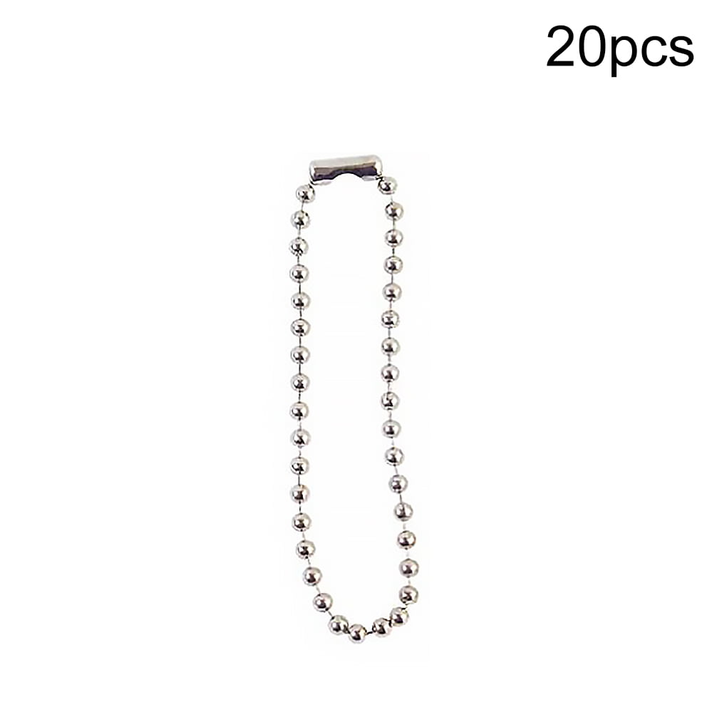 Silver Solid Round Ball Beads Chain Necklace Key Chain for Jewelry 20pcs 