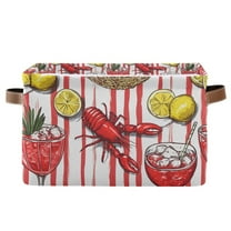 Yayeee Canvas Storage Basket with Handles for Shelves Fabric Bins Closet Organizer, Red Lobster