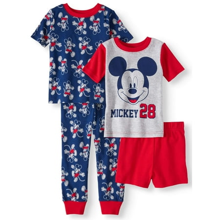 Mickey Mouse Toddler boys' cotton tight fit pajamas, 4-piece set