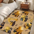 thumbnail image 4 of Rectangle Area Rugs 4 x 6 Ft, Construction Truck Non-Slip Residential Carpet, Cartoon Grips and Bulldozers Turmeric Indoor Crawling Mats Runner Rugs for Living Room/Dining Room/Bedroom, 4 of 8
