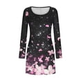 thumbnail image 5 of Gamivast Womens Sweater Dress Ribbed Knit Long Sleeve Mini Dresses Bodycon Dress Pink Cherry Blossom Petal Print V-Neck Clubwear Night Out Gown, 5 of 5