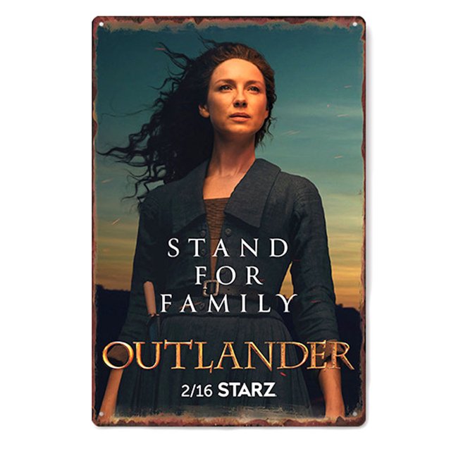 Letrero de pared vintage con diseño de Outlander TV Show, 20 x 30 cm, hierro