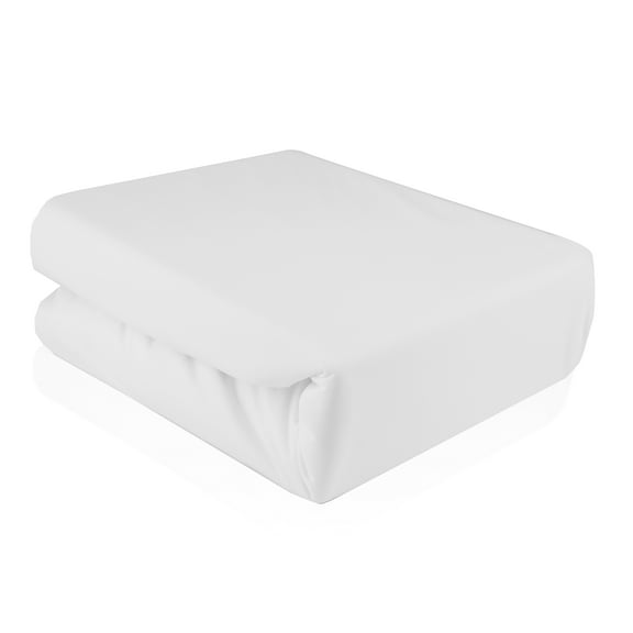 Twin Size Zippered Waterproof Mattress Protector, Polyester Cotton, White