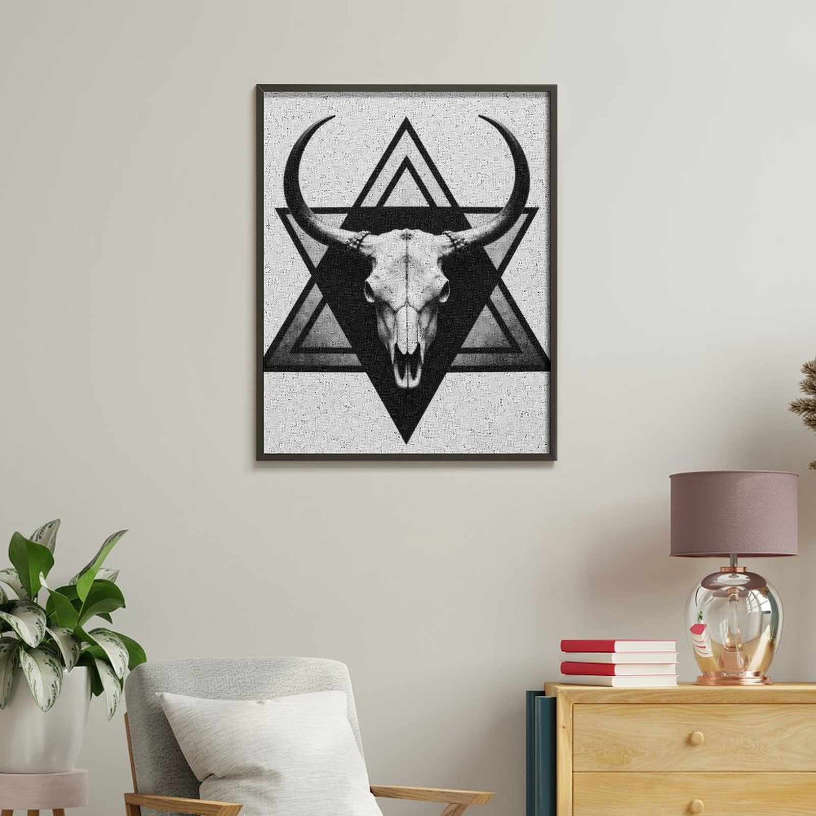 Paint By Numbers Kit for Adults Beginner - DIY Geometric Bull Skull Art Print Canvas Painting Kits for Adults, Frameless Paint By Number for Adults for Home Wall Decor 16x20 Inch