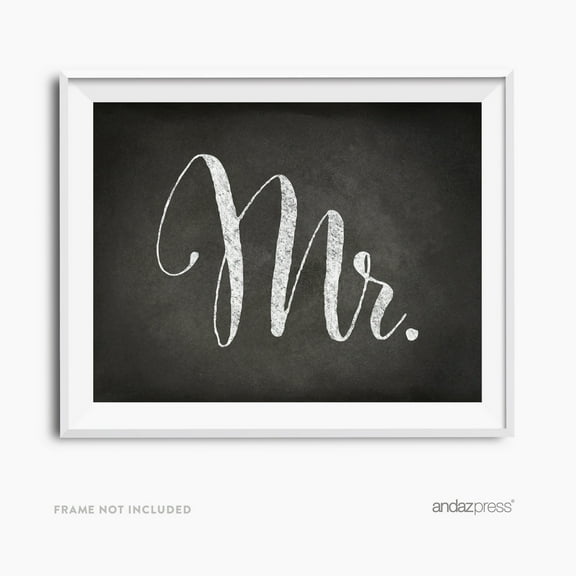 Mr. & Mrs. Black Vintage Chalkboard Wedding Party Signs, 2-Pack