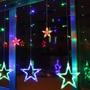 LED Star Curtain String Light, 138 LED Fairy Hanging Strip Lamp Window Christmas Light for Bedroom Kids Room Wedding Party Hallowen Birthday Tree