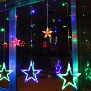 LED Star Curtain String Light, 138 LED Fairy Hanging Strip Lamp Window Christmas Light for Bedroom Kids Room Wedding Party Hallowen Birthday Tree (Best Building Supplies Leigh)