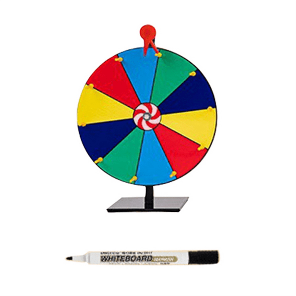 12In Tabletop Spinning Prize Wheel 10 Slots Editable Spinning Wheel with Dry Erase Pen for Fortune Spin Game Board Game