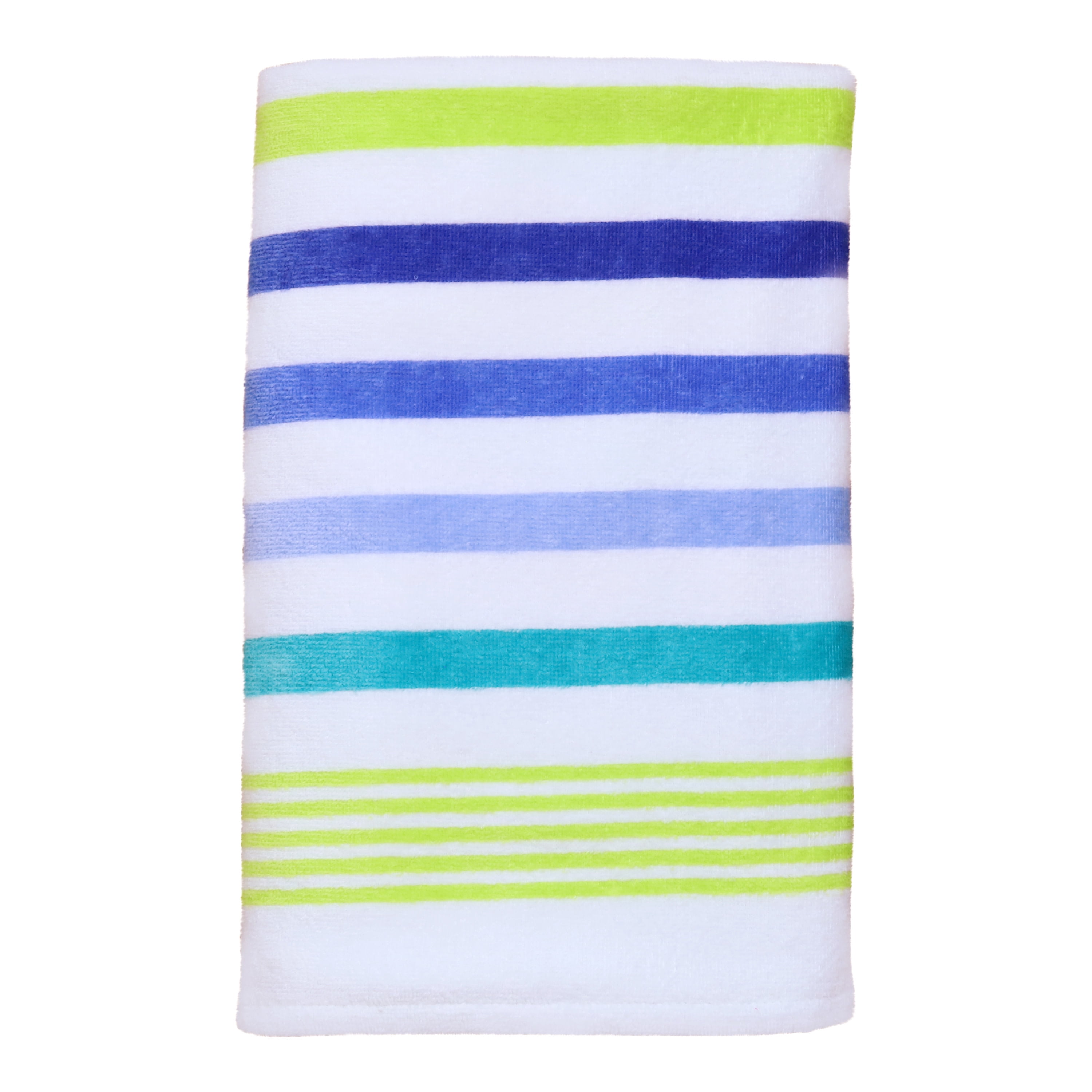 Cotton Beach Towel, 28x60, Mainstays, Blue Multi-Stripe