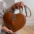 thumbnail image 3 of Bolso bandolera pequeño para mujer bolso de hombro en forma de corazón de PU de Color sólido bolso Hobo elegante, 3 of 9