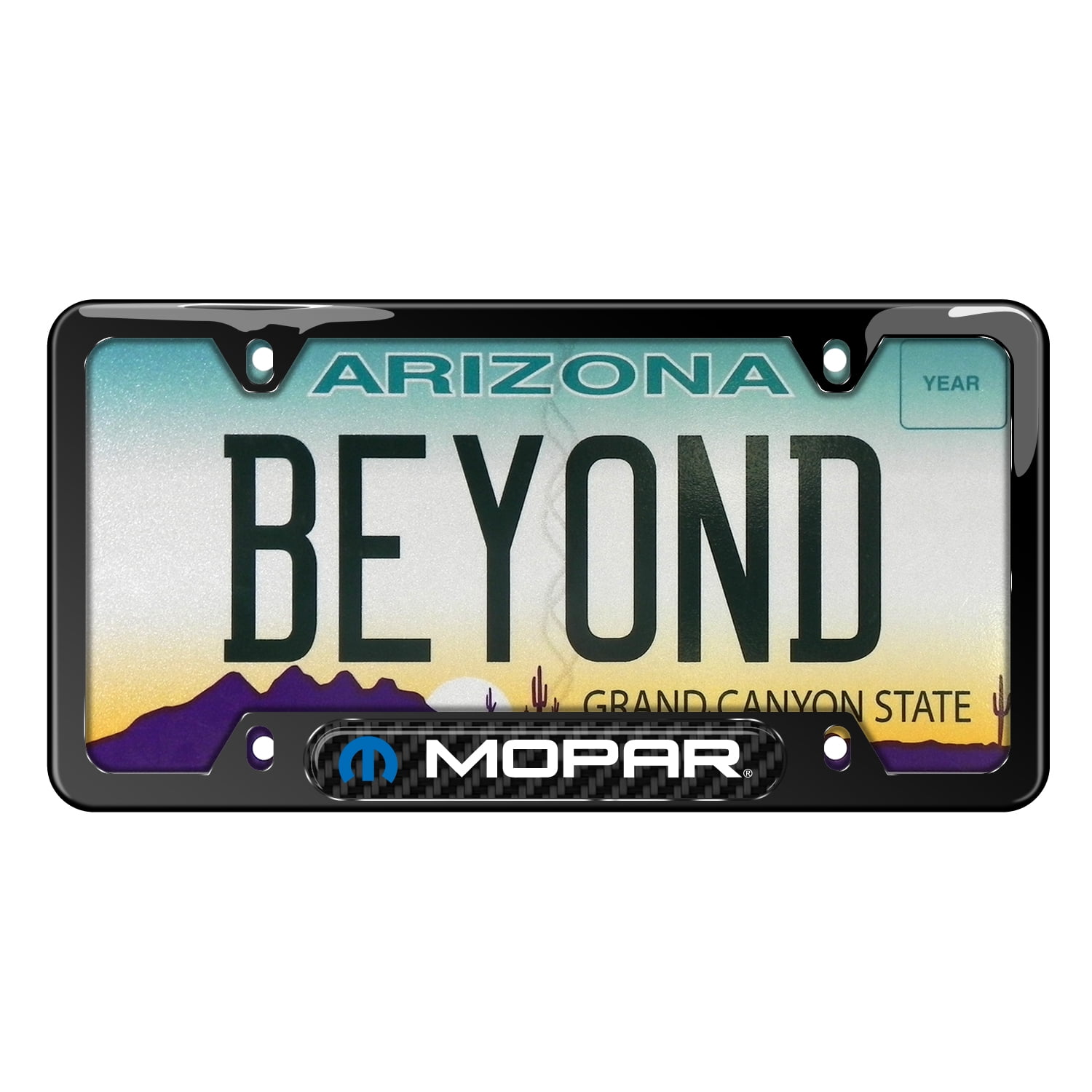 iPick Image for Mopar Real Carbon Fiber Insert Black Stainless Steel License Plate Frame, Official Licensed