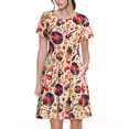 thumbnail image 1 of Easygdp gold Skull Guitar record para Vestido Transpirable de Mujer, Vestido Suelto de Manga Corta con Pliegues y Bolsillos para el Verano, 1 of 6