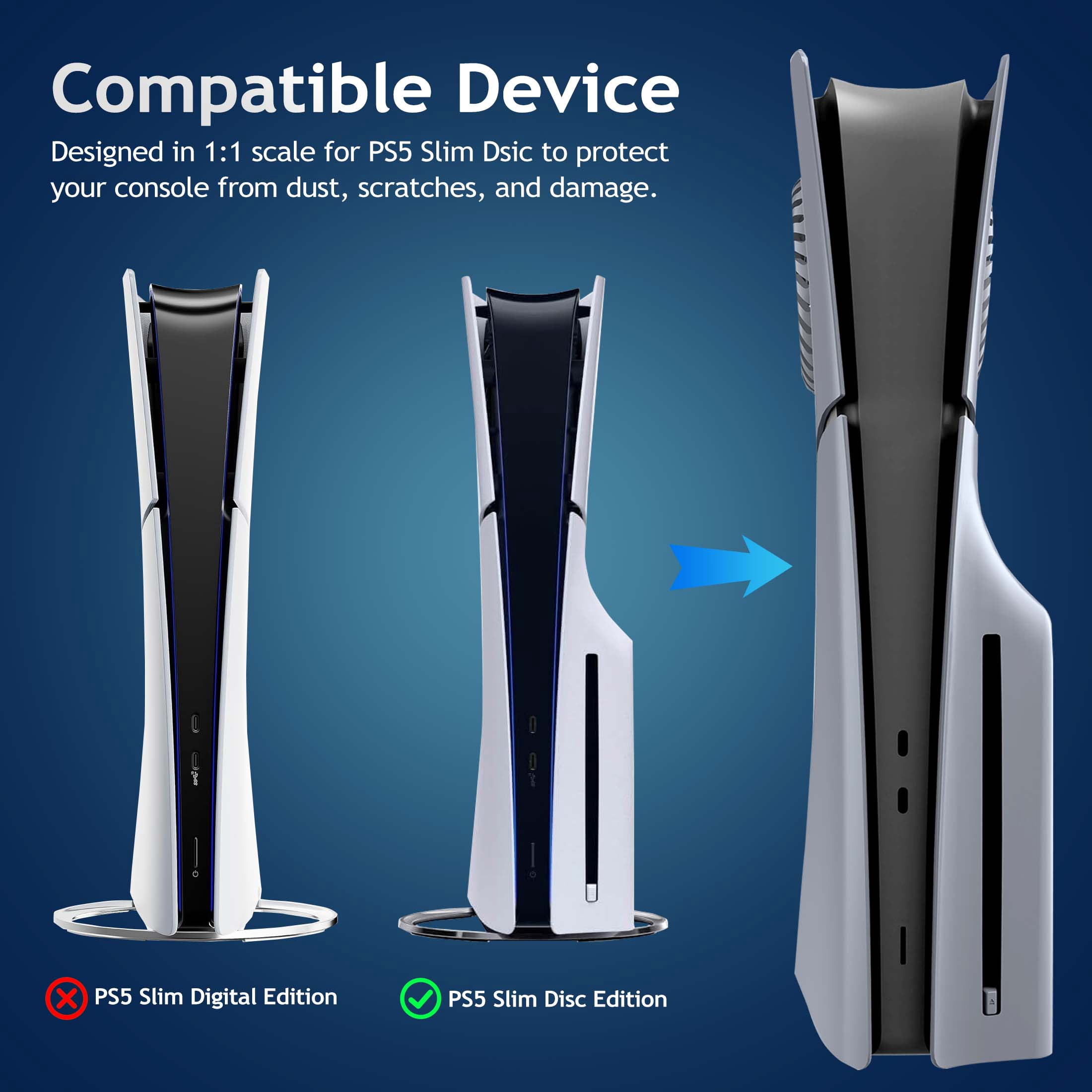 Faceplates for PS5 Slim Disc Edition Plate Cover Console with Cooling Vents & Dust Filter, 30th Anniversary Grey