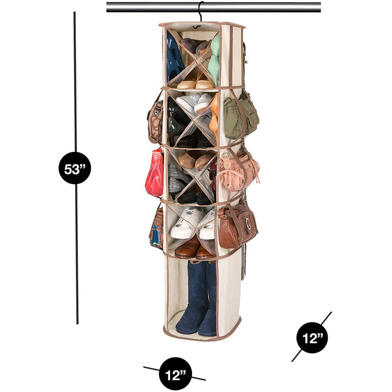 Smart Design Hanging Smart Carousel Organizer w/ Pockets & Steel Metal Hook  - 360 Degree Swivel - Heavy Duty Fabric - Clothing, Shoes, & Closet - Home  Organization (5-Tier, 16-Pockets) 
