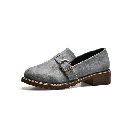 

SIMANLAN Womens Comfortable Fashion Flats Slip Resistant Slip On Casual Shoes Party British Low Heel Loafers Grey 9