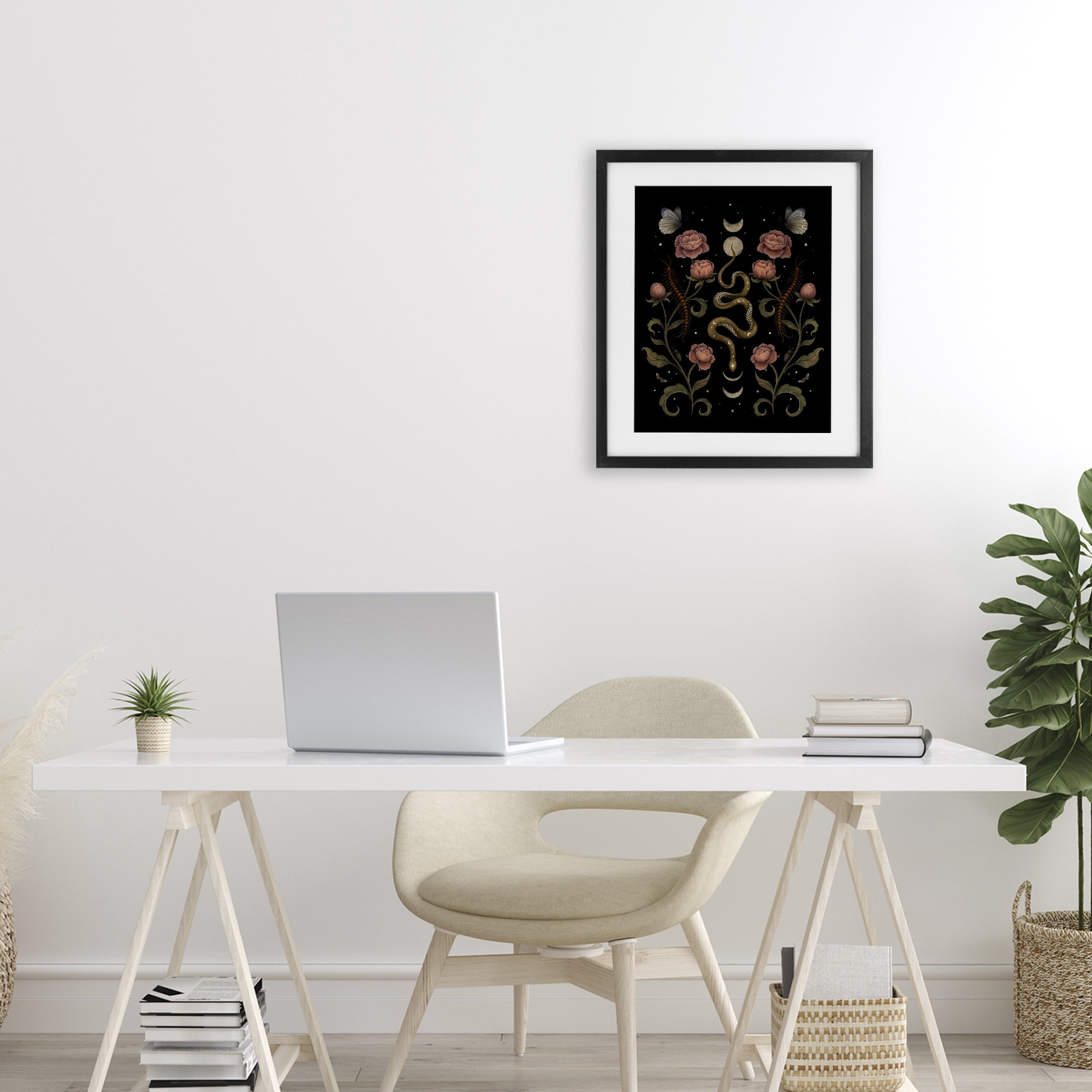 Stupell Industries Serpentine Garden Symmetry Black Framed Print Under Glass, design by Episodic Drawings
