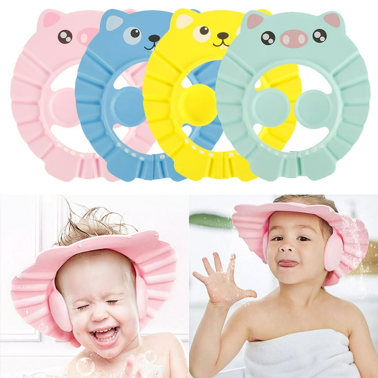Everso Adjustable Baby Shower Cap Ear Cover Protection Kids Toddlers Shampoo Bath Shield Hat Wash Hair Bath Shower Cap Hat EVA foam