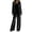 Black, variant on Summer 2 Piece Sets,Women Velvet Pajama Set Casual Long Sleeve Round Neck Top and Wide Leg Pants 2 Piece Loungewear Velour Track Suits