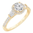 thumbnail image 3 of Unique Moments 1.25 ct Round-Cut Side Baguette Lab Grown Vintage Halo Diamond Engagement Ring 10KT Yellow Gold, 3 of 7