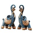 thumbnail image 2 of 2x pareja de estatuas de elefantes con maletero arriba escultura de animales ilustraciones resina estatuilla ornamento para estantería sala de estar BLESIY Estatuilla de elefante, 2 of 8