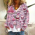 thumbnail image 2 of Idoravan Pink Cardigan for Women Women's Casual Cardigan Button Christmas Printed Fashion Jacket Top, 2 of 5