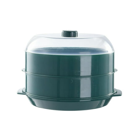 

Round Microwave Food Steamer Transparent Lid Cooking Fast Kitchen Utensils Food Container for Home Green double layer