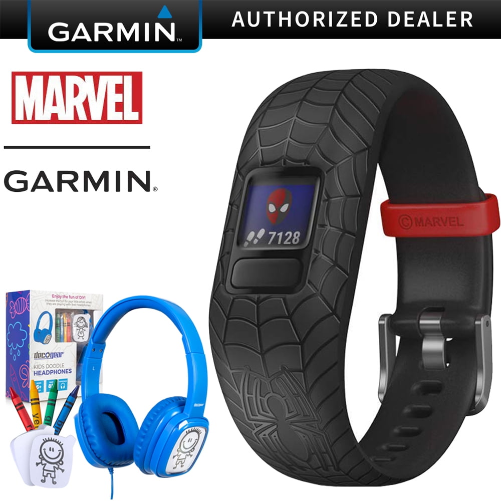 Garmin Vivofit jr. 2 Spiderman Band Adjustable Activity Tracker for Kids, Black (010-01909-37