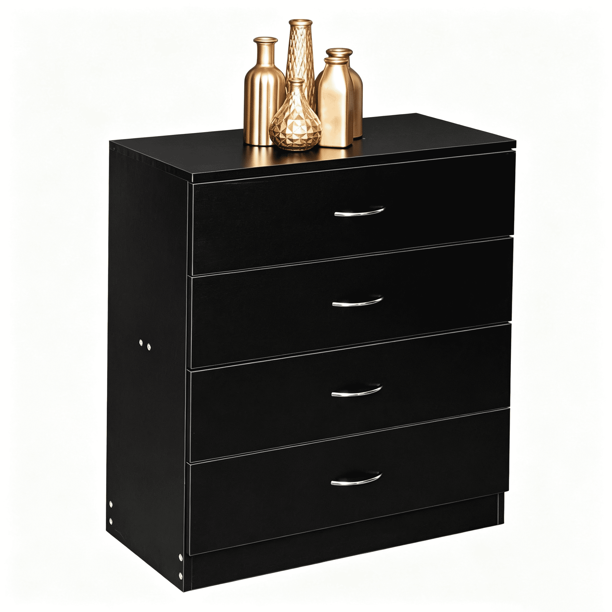 Black 4 Drawer Nightstand - High-quality and modern for interior decoration and storage