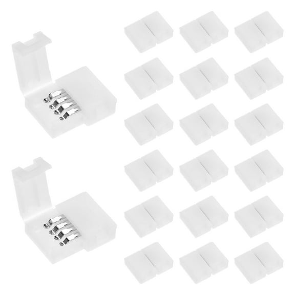 Uxcell 20-Pack 4-Pin 8mm RGB LED Strip Lights Connectors for 5050 2835 Strip Light DIY Lighting [White]