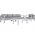 thumbnail image 1 of Modway Shore Sectionnel de Mobilier de Patio Extérieur en Aluminium, 4 Pcs, Gris, 1 of 7