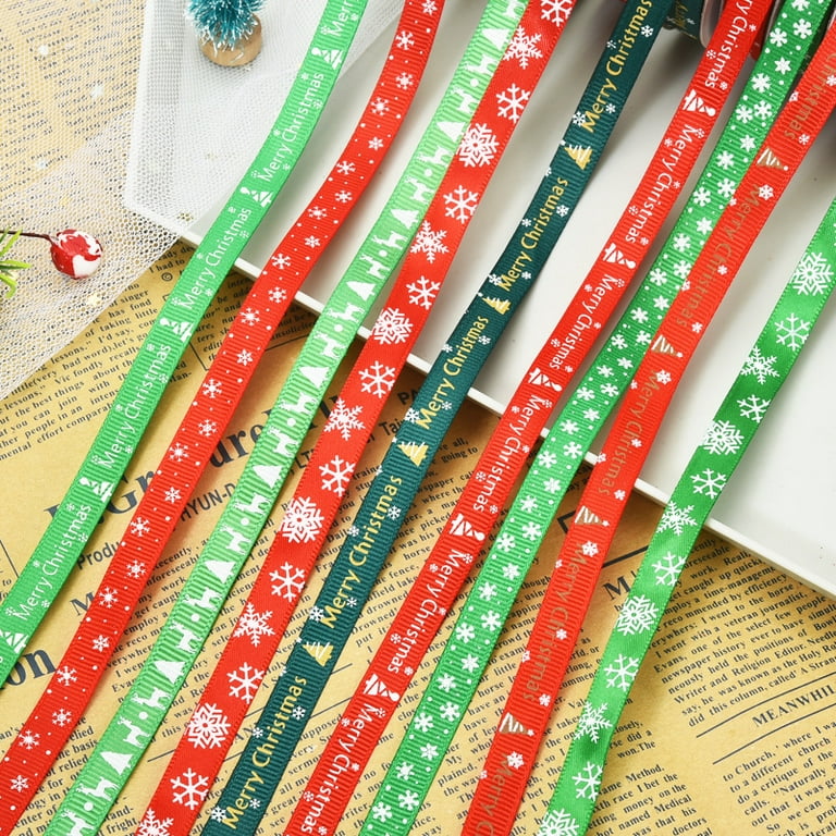Christmas Ribbon Set, Holiday Grosgrain Ribbons for Gift Package