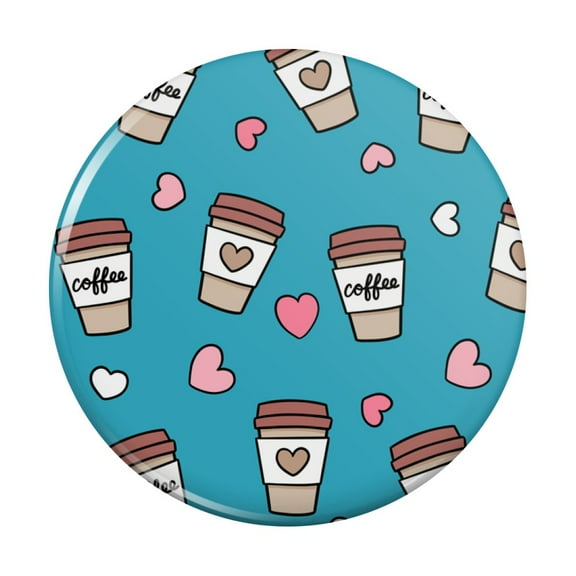 Coffee Lover Pattern Cute Travel Cups Pinback Button Pin