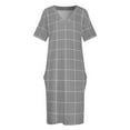 thumbnail image 3 of Windowpane Check Grid (white/gray) Loose Pocket Dress dresses for prom clothing women summer 2025, 3 of 6