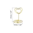 thumbnail image 2 of Unique Bargains 2 Inch Table Number Holder, 5 Pack Wire Photo Picture Place Card Seating Labels Heart Shape Clips, Gold Tone, 2 of 5