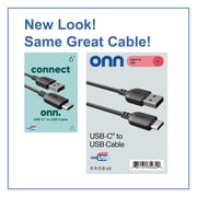onn 6ft USB-C to USB-A Charging Cable, USB-IF Certified, Compatible with iPhone 17/16/15, Samsung Galaxy, Note, Pixel Devices, More, Black