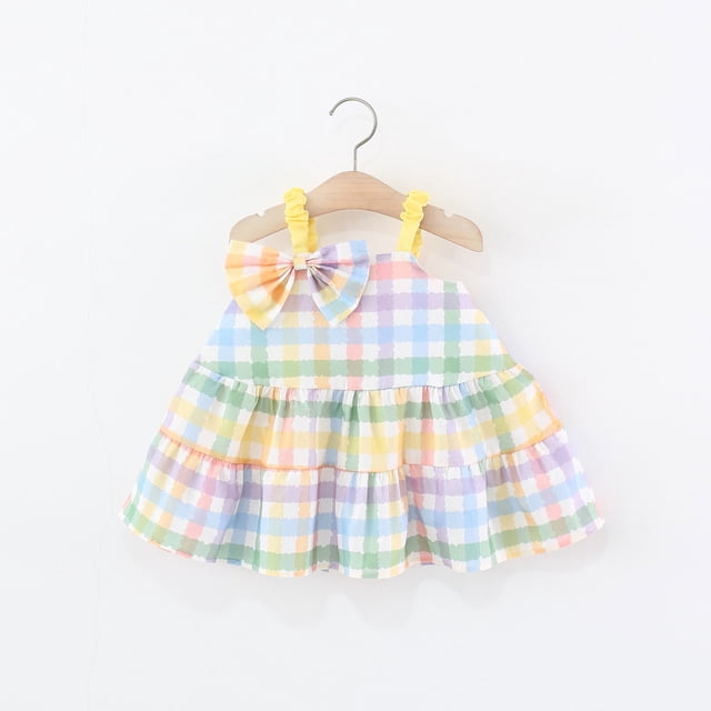 JDQJBZ Baby Girl Sleeveless Dress Print Ruffle Strap Summer Outfit