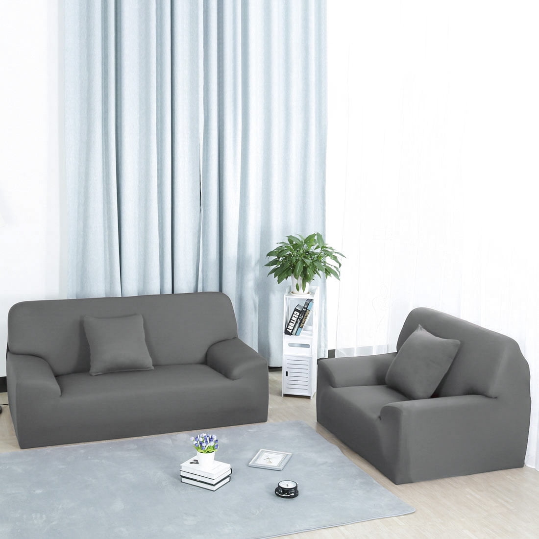 Unique Bargains 1-Piece Modern Solid Stretch XL Sofa Slipcover, Gray