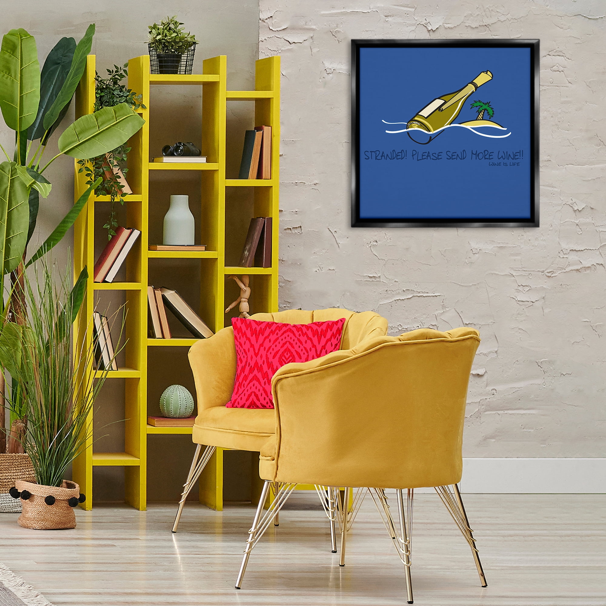 Stupell Industries Stranded Send More Wine Food & Beverage Painting Black Floater Framed Canvas Art Print Wall Art, 25 x 25