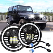 2X 105W 7" LED Round Headlights Halo DRL Turn Signal for Jeep Wrangler 1997-2017