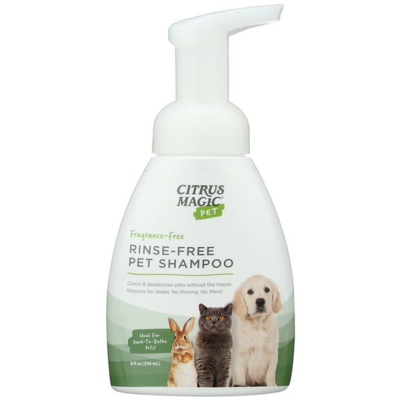 Citrus Magic Rinse-Free Foaming Pet Shampoo, All Pet Types, 8 fl oz
