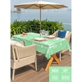 thumbnail image 5 of Outdoor Tablecloth with Umbrella Hole for Patio/Picnic/Party/Camping, Green Laundry Waterproof Table Cloth Rectangle Table Cover Washable, Wash Dry Fold Repeat Minimalist Text (60"x 102"), 5 of 8