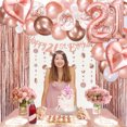 thumbnail image 4 of Rose Gold Birthday Decorations - 21st Birthday Decorations, Rose Gold Banner, Balloon, Tablecloth, Fringe Curtain, Tiara Headband, Glitter Birthday Sash, for Women Girls Princess Party Supplies, 4 of 8