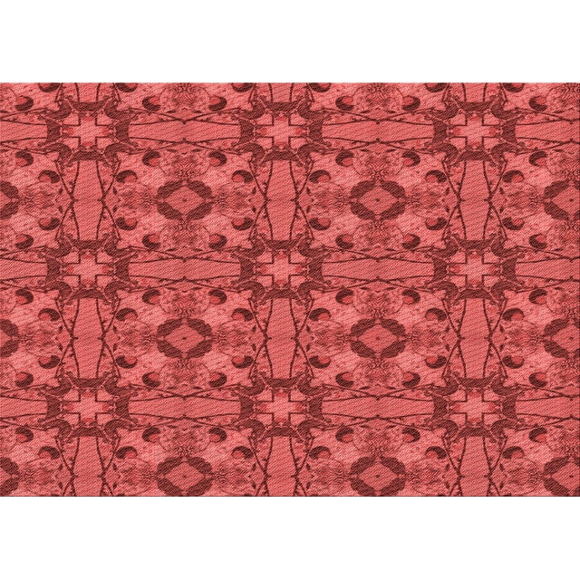 Ahgly Company Tapis Rectangulaire Lavable en Machine Rouge Transitionnel, 7 Pieds x 10 Pieds
