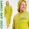 thumbnail image 4 of Pijama de una pieza The Grinch para hombre con capucha polar verde, 4 of 6