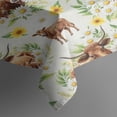 thumbnail image 3 of White Highland Cow Daisy Flower Pattern Rectangle Tablecloth 60"x84",Waterproof Polyester Rectangle Table Cloth, Wipeable Spillproof Polyester Tablecloth for Dining, Camping, Indoor and Outdoor, 3 of 5