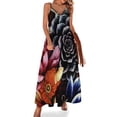 thumbnail image 1 of GLOBO DE FLORES: Vestido sin mangas con estampado de pintura abstracta vintage Vestido de mujer Cóctel de vestidos, 1 of 7