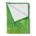 thumbnail image 2 of Green Soft Flannel Fleece Throw Blanket, Happy Greetings Shamrock Daisy and Leprechaun Hat Holiday Illustration, Cozy Plush for Indoor and Outdoor Use, 50" x 70", Green, by Ambesonne, 2 of 5
