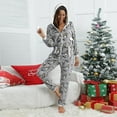 thumbnail image 2 of DHFJKG Womens Flannel Onesies Pajamas Jumpsuit Warm Fuzzy Penguin Printed Sleepwear One Piece Zipper Hooded Drwastring Playsuit Loungewear With Pockets Soft Homewear, 2 of 8